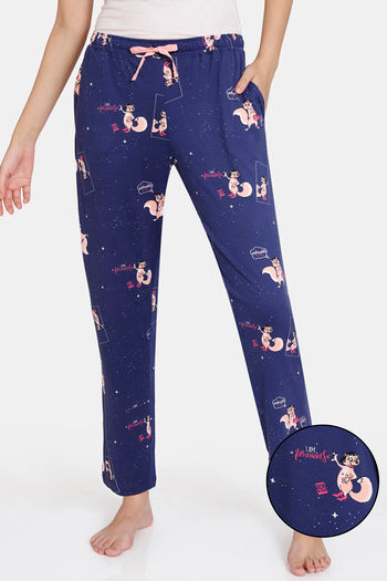 Buy Zivame Nuts For U Knit Poly Pyjama - Deep Cobalt